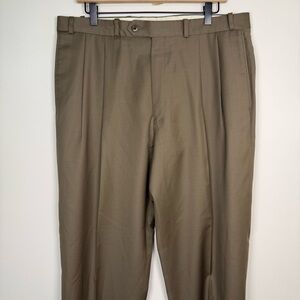 VTG Ralph Ralph Lauren Wool Cashmere Trouser Brown Tan Pleated Size 36x30 Cuffed
